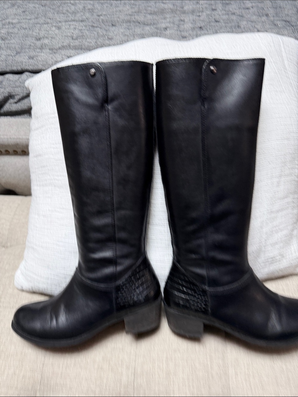 UGG Black Leather Knee-High Riding Boots - Picture 6 of 15